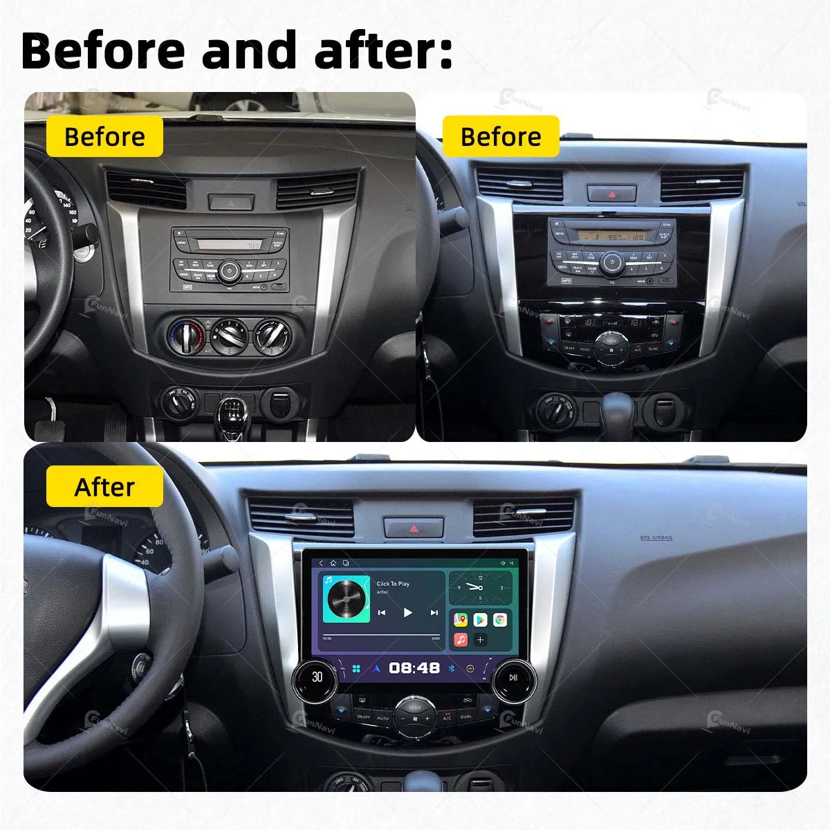 Nissan Navara Frontier  Ƽ̵ ÷̾, NP300 2016-2018, 2 Din, ȵ̵, FM, GPS, , ̼,  ׷