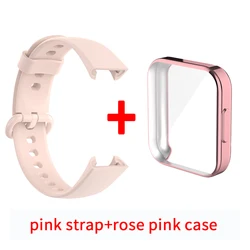Silicone Protective Strap and Case for Smart Watch - Premium Wristband Bracelet Accessories (Pink rose pink)