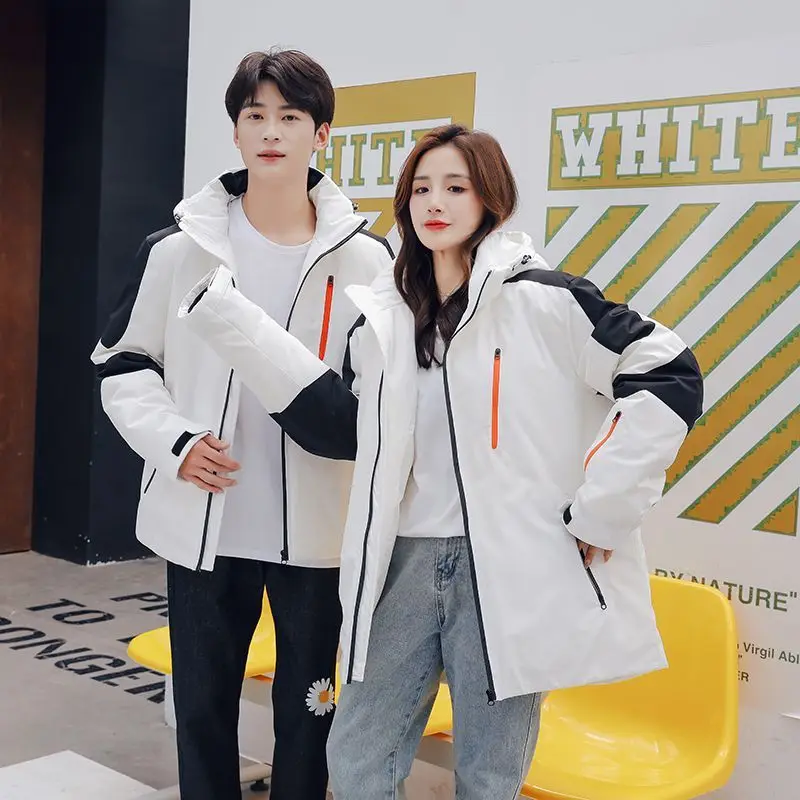 

Down Jacket Same Style for Men and Women Winter Padded Warm Coat Tide Clothing White Duck Down Jacket Hooded Thick Male Outwear