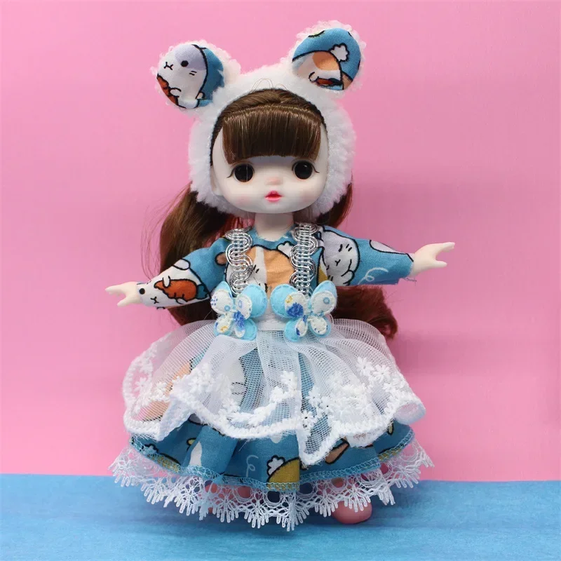 인형 및 액세서리 의류 세트, 여러 개의 움직일 수 있는 관절, 3D 시뮬레이션 눈, 생일 선물 장난감, 16cm