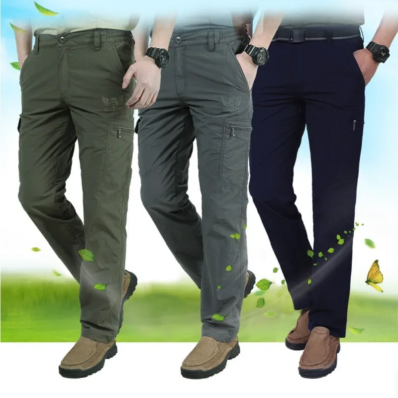 Quick Dry Casual Pants Men Summer Army Military thin Trousers Mens Tactical Cargo Pants Male lightweight Grey Blue Green cargo pants military cargo pants men casual pants