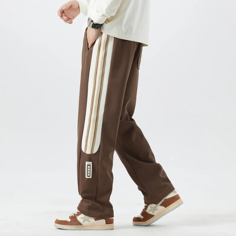 Men's autumn loose striped sweatpants plus size straight leg casual pants