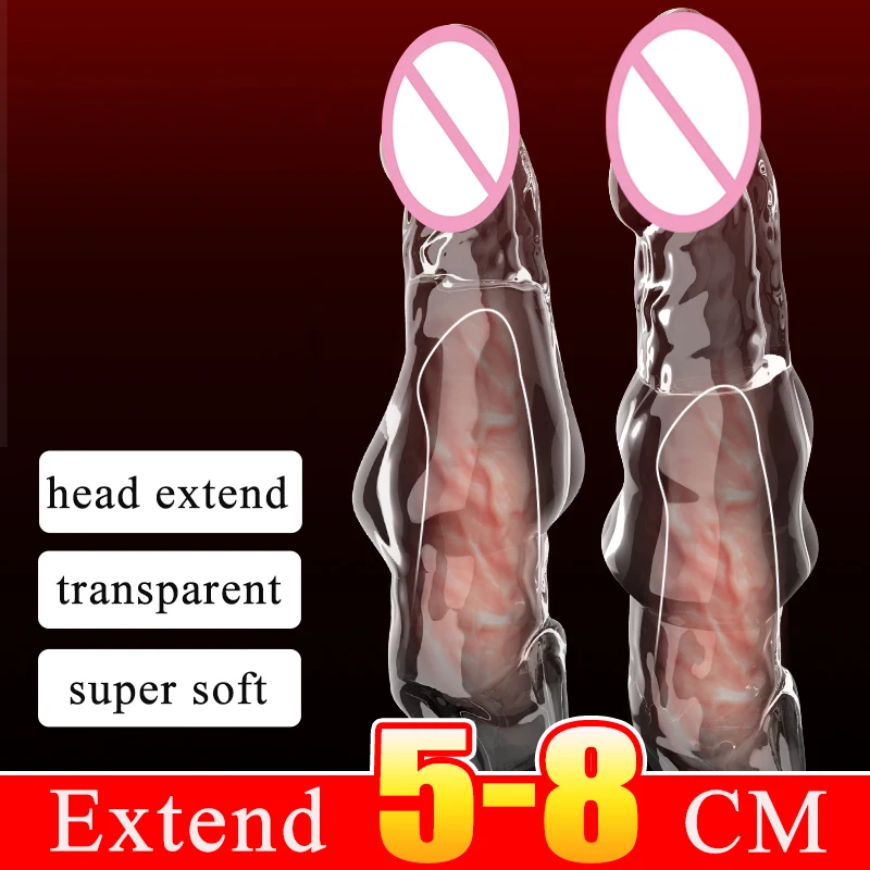 new-penis-sleeve-reusable-condoms-delay-ejaculation-transparent-penis-extension-toys-for-men-extender-5-8cm-dick-sleeve