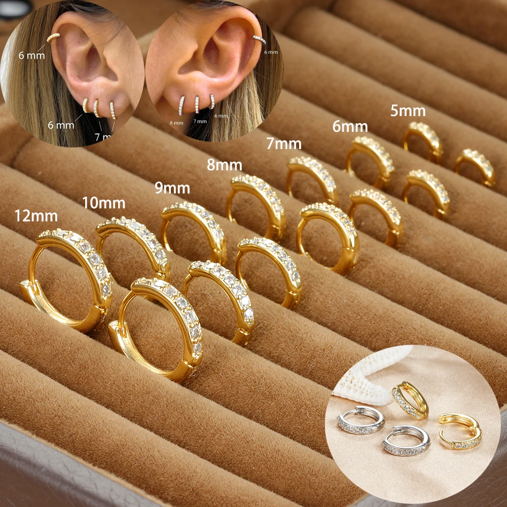 

Серьги-кольца из нержавеющей стали с фианитом, минималистичные украшения для пирсинга хрящевой ткани, аксессуар для мужчин и женщин, 1 пара