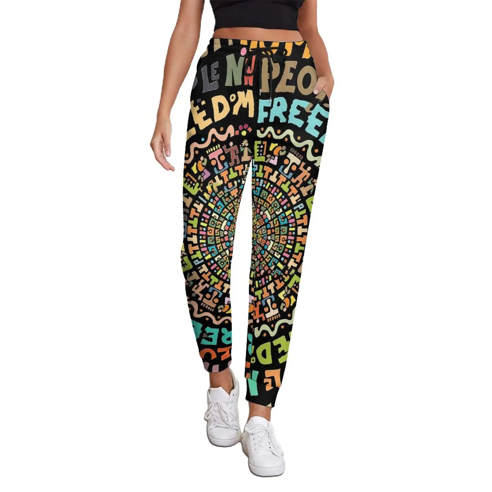 

Mandala of Letter Pants Womens Abstract Art Print Street Style Sweatpants Spring Home Design Trousers Big Size