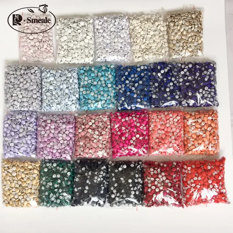 50PCS/Pack 1.1CM Buttons Colorful Colors Satin Cloth Button Buttonhole Wedding Dress Back Handmade Diy Accessories