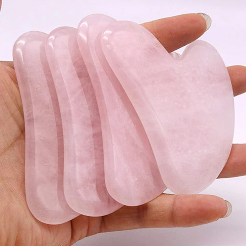 Face Massager Rose Quartz Crystal Jade Gua Sha Face Lift Spa Natural Stone Guasha Massage Beauty Tools for Face Neck Back Body