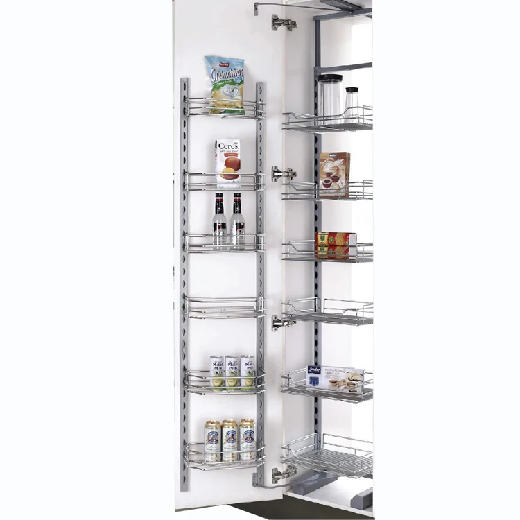 

Hot Sale Kitchen Organizer Pull Out Larder Pantry Unit Food Bottle Storage Pantry Basket