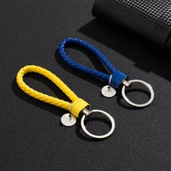 Set of 2 Braided PU Leather Keychain Pendants - Stylish Accessory (Set 4)