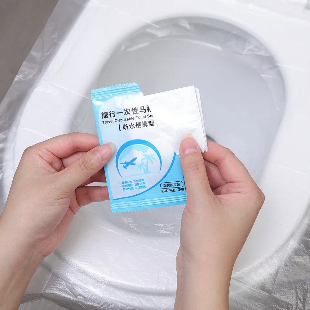 Wholesale Disposable Toilet Seat Cover Portable Travel Waterproof Universal Plastic Individually Wrapped Toilet Seat Protectors 3