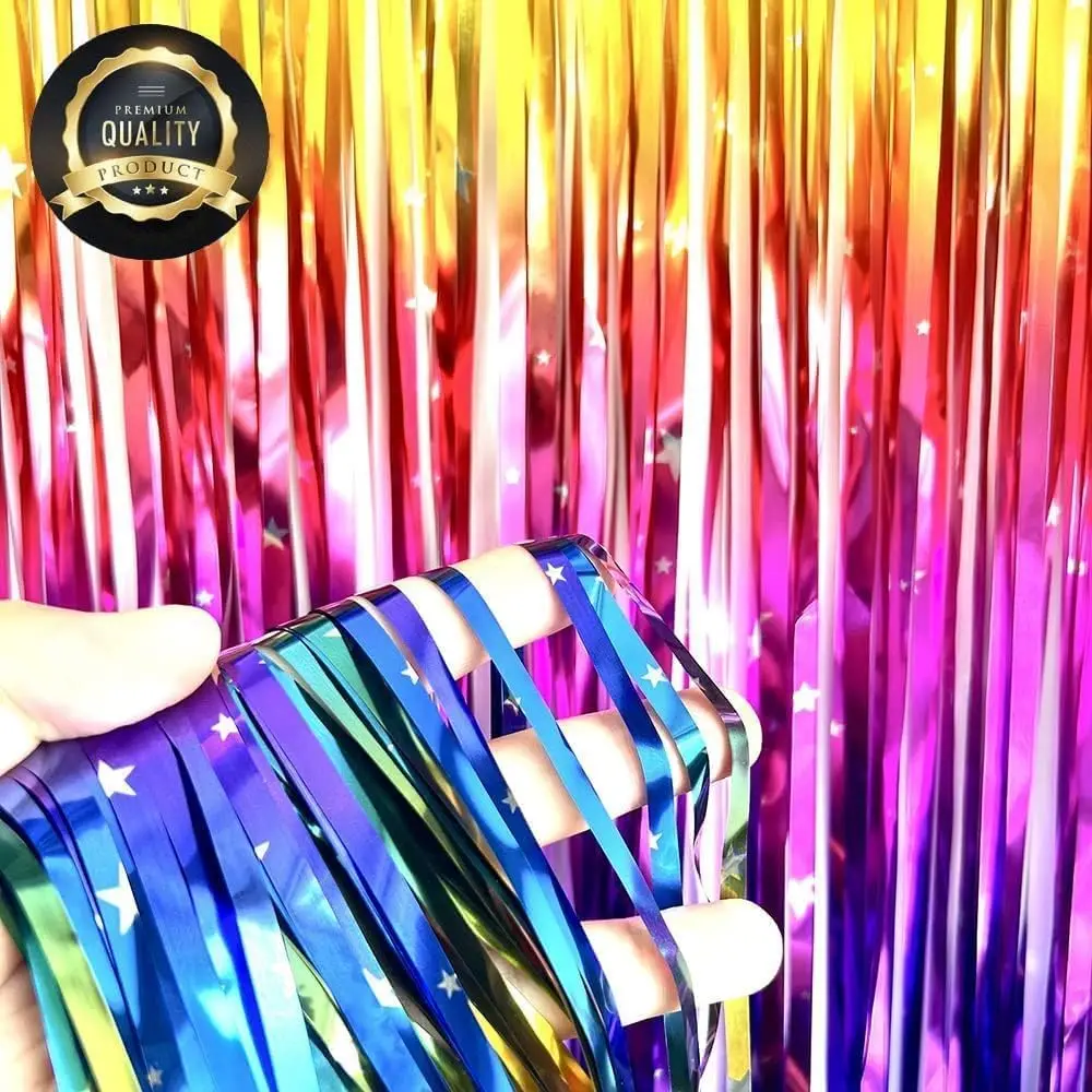 Funkelnder Regenbogen-Farbverlauf, Lametta-Folie, Fransen-Vorhang, Hintergrund, verdickter Glitzer-Regenbogen für Geburtstags-Disco-Party-Dekoration im 80er- und 90er-Jahre-Stil