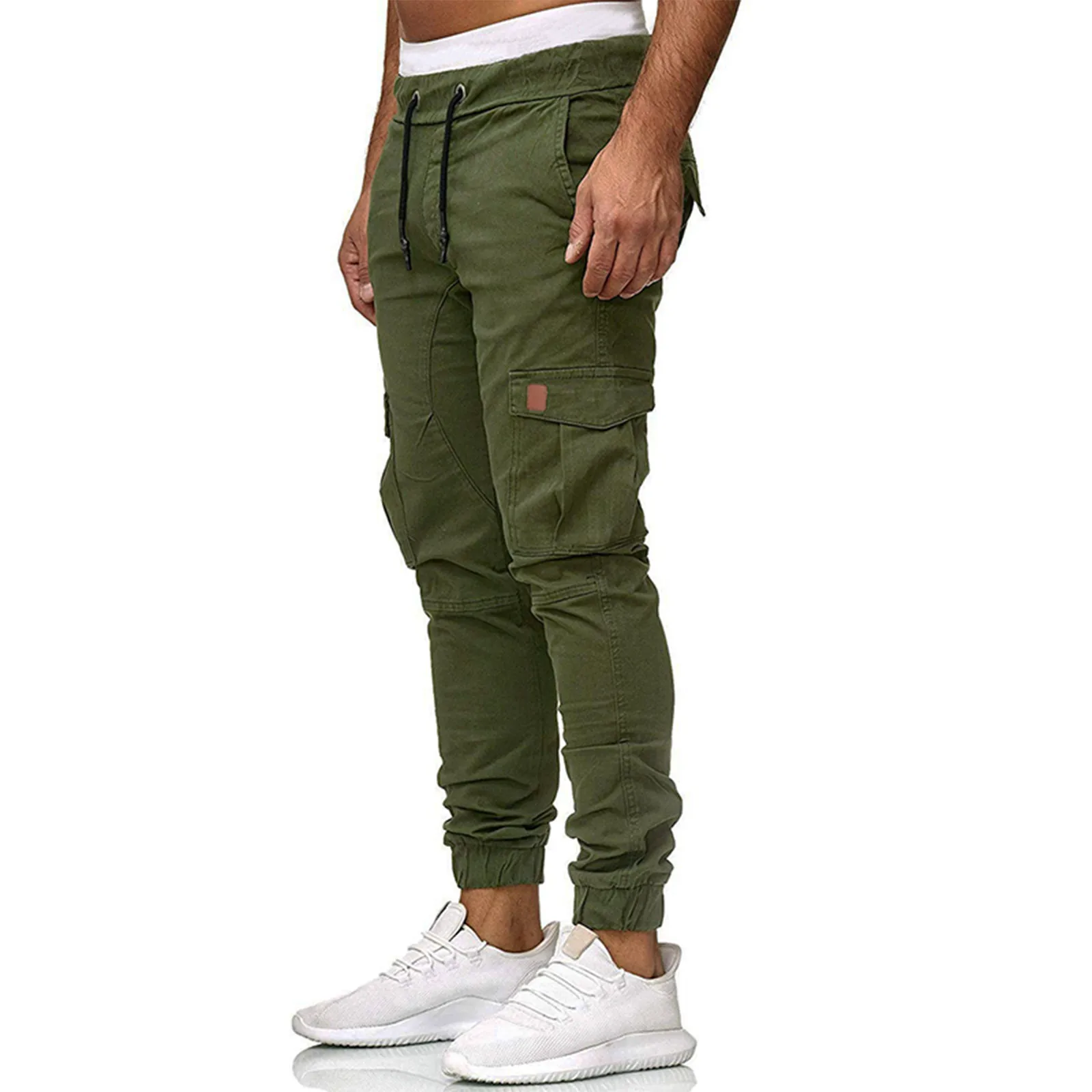 

Sweatpants Male Cargo Pants Sweatpants Elastic Joggings Sport Solid Baggy Pockets Trousers Loose Fitness Baggy Streetwear
