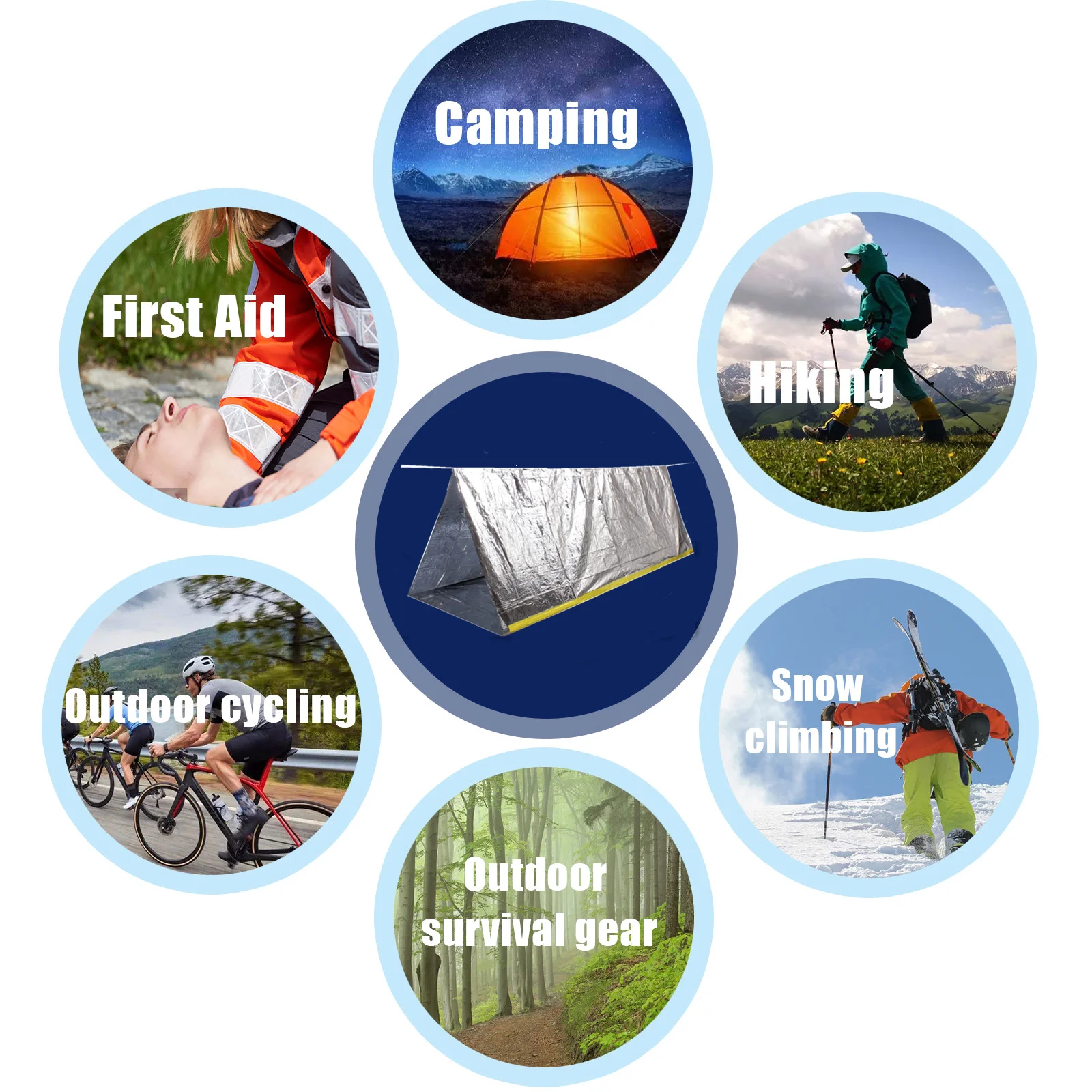 Portable First Aid Tent for 2 People Waterproof Windproof Emergency Shelter with Mylar Blanket for Camping
