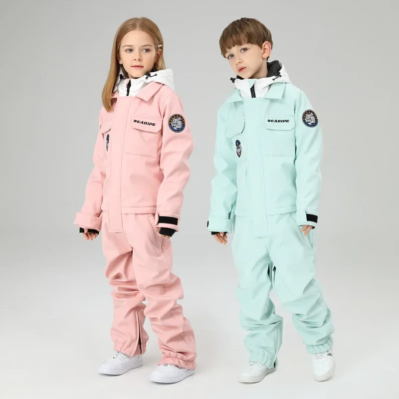 Children Ski Suit Skiing Jumpsuit Boys Girls Winter Outdoor Warm Windproof Waterproof Snowboard Suit Kids Ski Overalls Snow