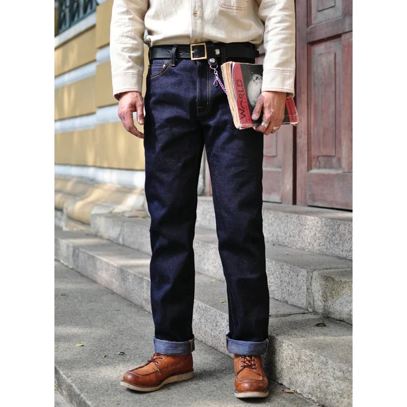 Saucezhan 308XX-z1 Mens Jeans 21 oz Rainbow Selvedge Denim Vintage Raw Jeans for Men Sanforized Unwashed Heavyv Denim Jeans 3