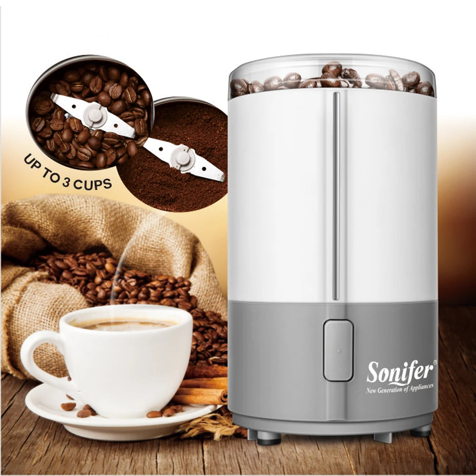 Electric Coffee Grinder Maker Beans Mill Herbs Nuts Stainless Steel 220V Sonifer