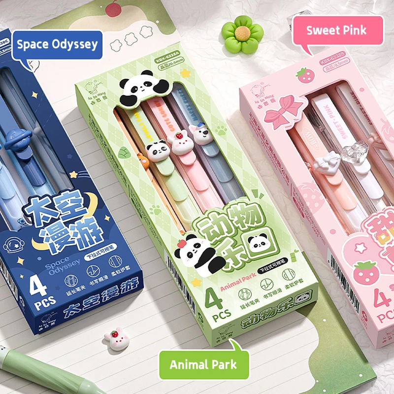 4 Pcs/Set Creative Pull-Type Erasable Gel Pens Blue Ink 0.5mm ST Erasable Pen for School Student Exam Writing Stationery