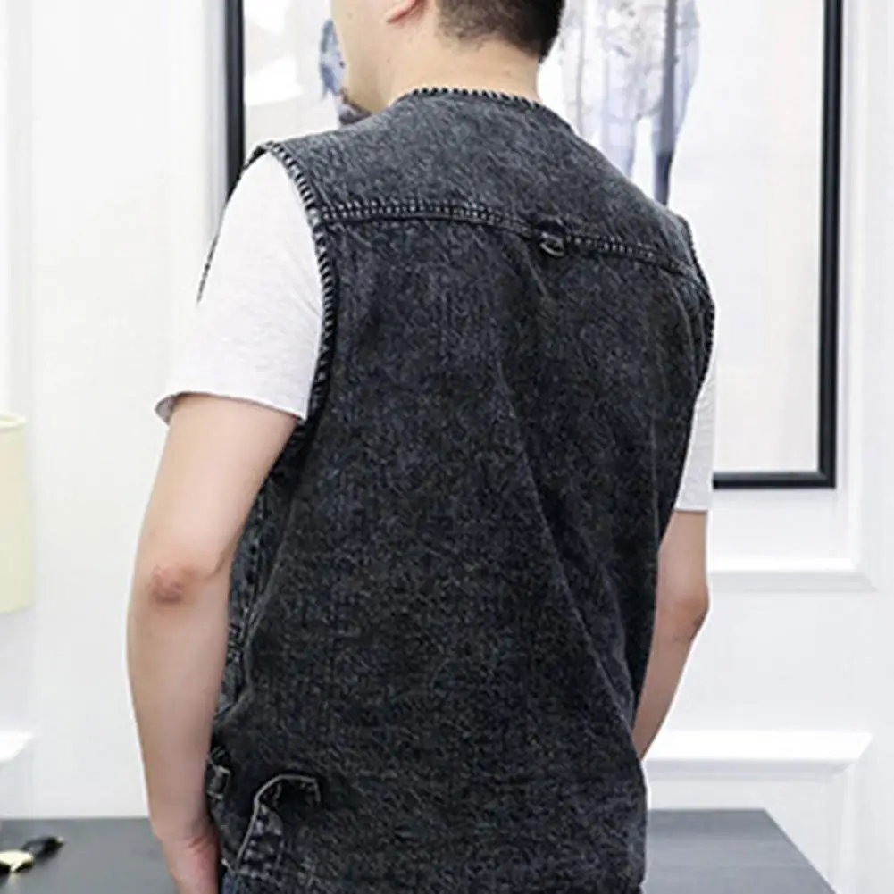 Winter Autumn Men Vest Denim Vest Plus Size 5XL Sleeveless Tops Outerwear Waistcoat For Fishing Clipes De Cavalo Para Homens