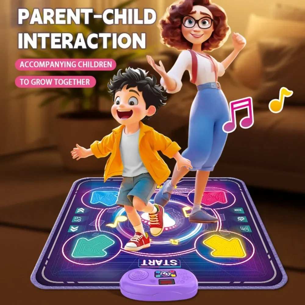 Music Dance Blanket Light Game Dance Mat Toys for 3-12 Year Old Boys Girls Indoor Sports Music Game Toy with 5 Modes