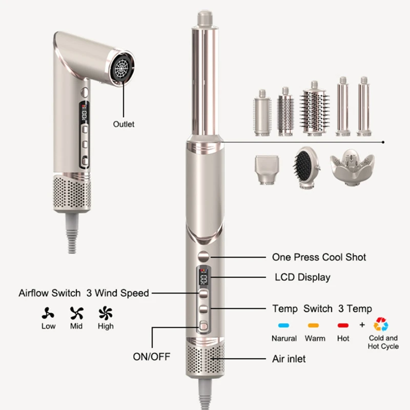 Folding Hair Dryer Negative Ion Home Hot Air Comb Set Wind Salon Hair Styler Tool Professional Hair Dryer EU Plug 3