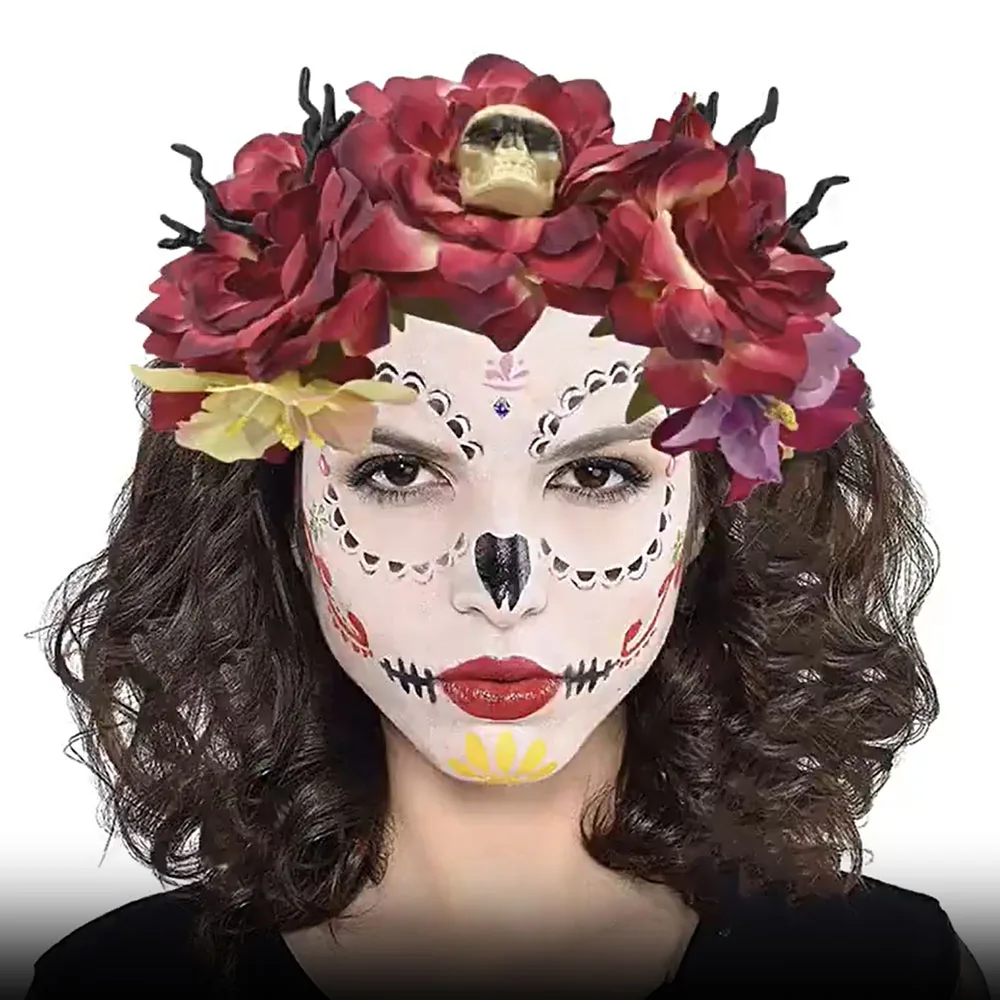 

Головная повязка на голову для Хэллоуина Красочные Искусственные головные уборы с темным черепом немертвевшие аксессуары для волос