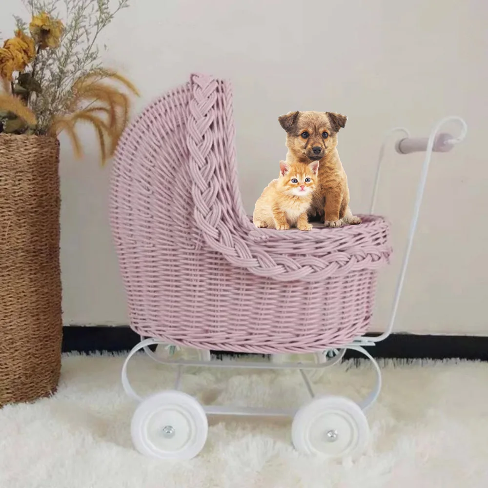 

Disabled Cat Dog Teddy Chihuahua Baby Stroller Pet Rattan Stroller Outdoor Travel Small Pet Walker Dog Out Walking Walker Tool