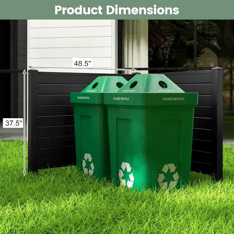 4 Panels Air Conditioner Fence-48''W x 36''H Outdoor Privacy Screen Trash Can Enclosure with Stakes, PVC Vinyl Freestanding