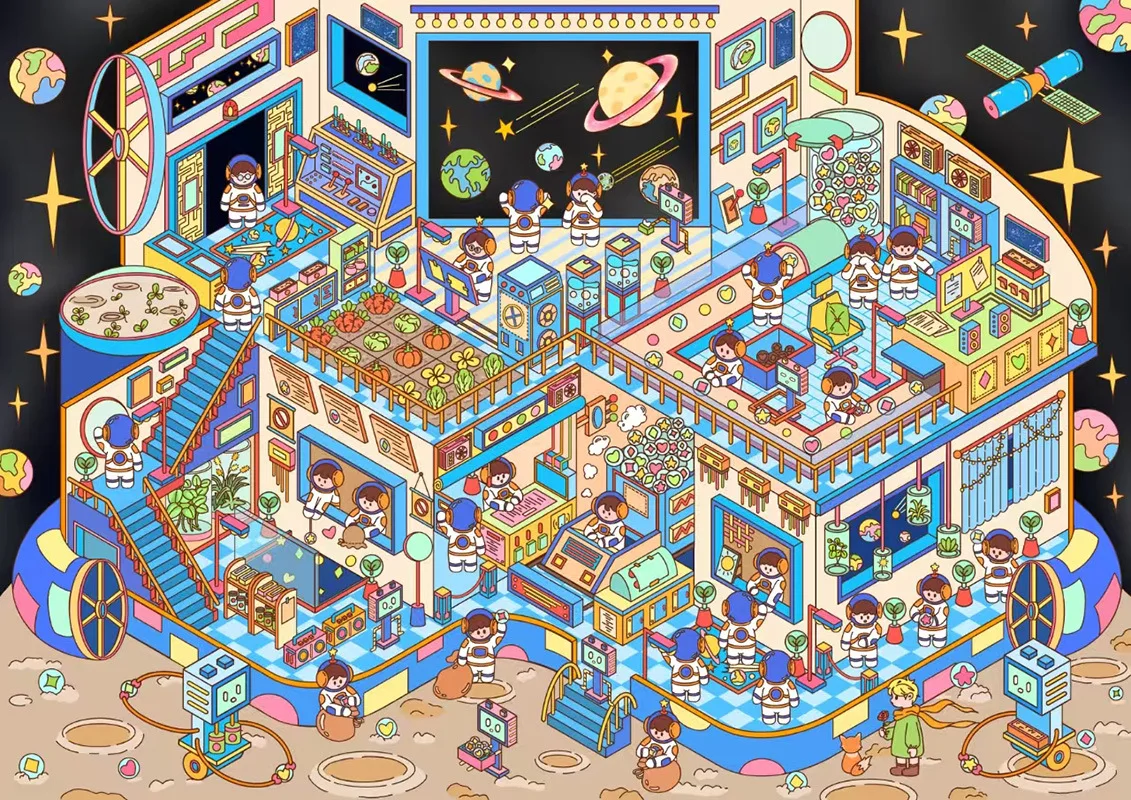 Plus Size Kawaii Planet Project Apocalypse Shelter 3D Cartoon Scene Stickers DIY Handmade Scrapbook Stacking Game Stickers