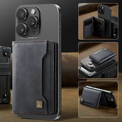 Detachable Magnetic Leather Wallet Phone Case with Stand and Card Holder - iPhone 15 Plus (A13 - KB - black)