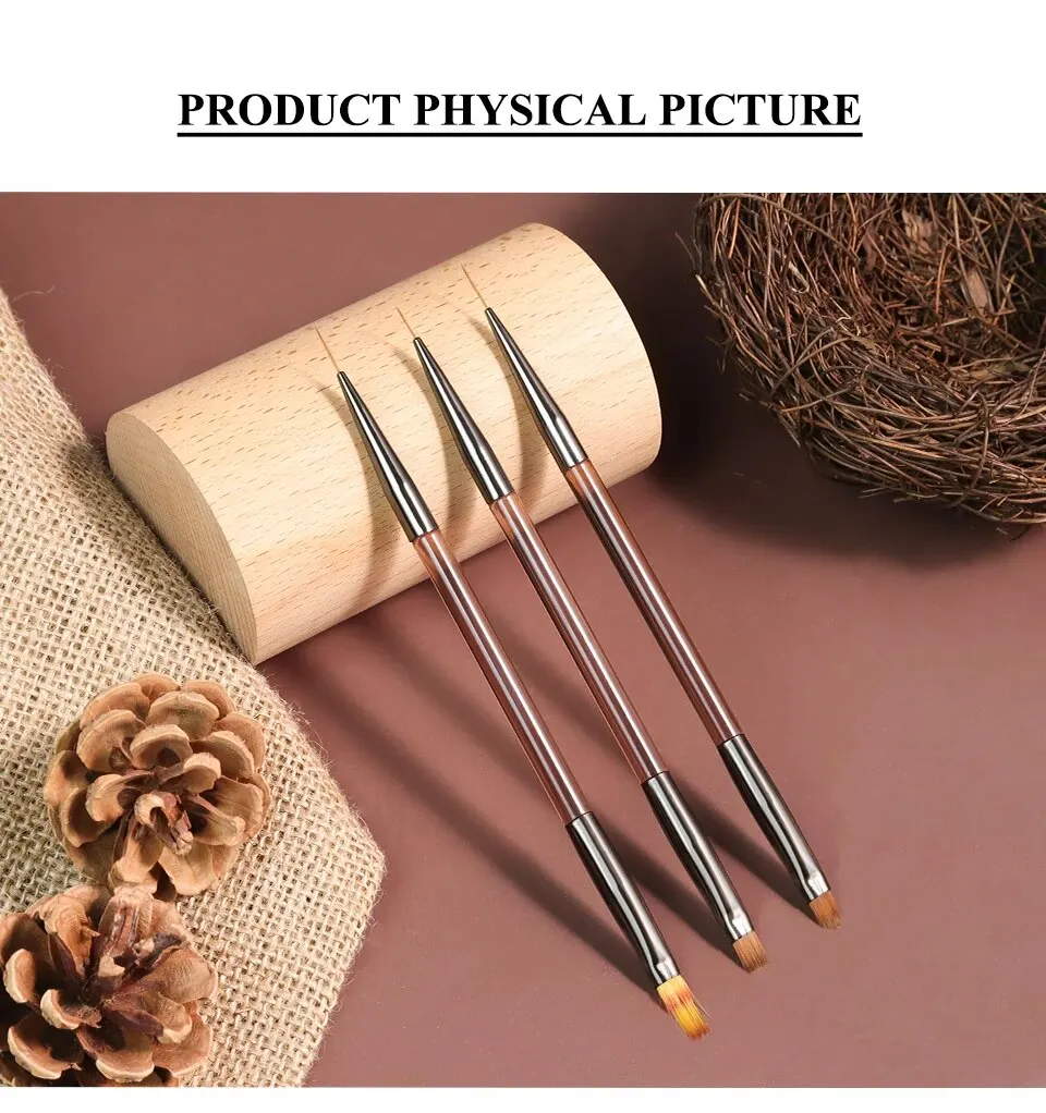 3-teiliges Maniküre-Pinsel-Set, Dual-Use Gel-Gradient-Pinsel, ultradünner Linienzeichnungsstift, Dual-End Nail Art Design Malwerkzeuge – Detail 11