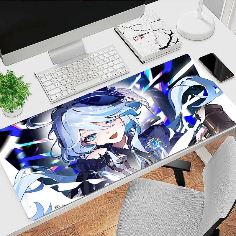 Genshin Impact Furina Anime Game Mousepad Office PC Kawaii Gaming Accessories Keyboard Mouse Pad Laptop 900x400 Mouse Mat Carpet