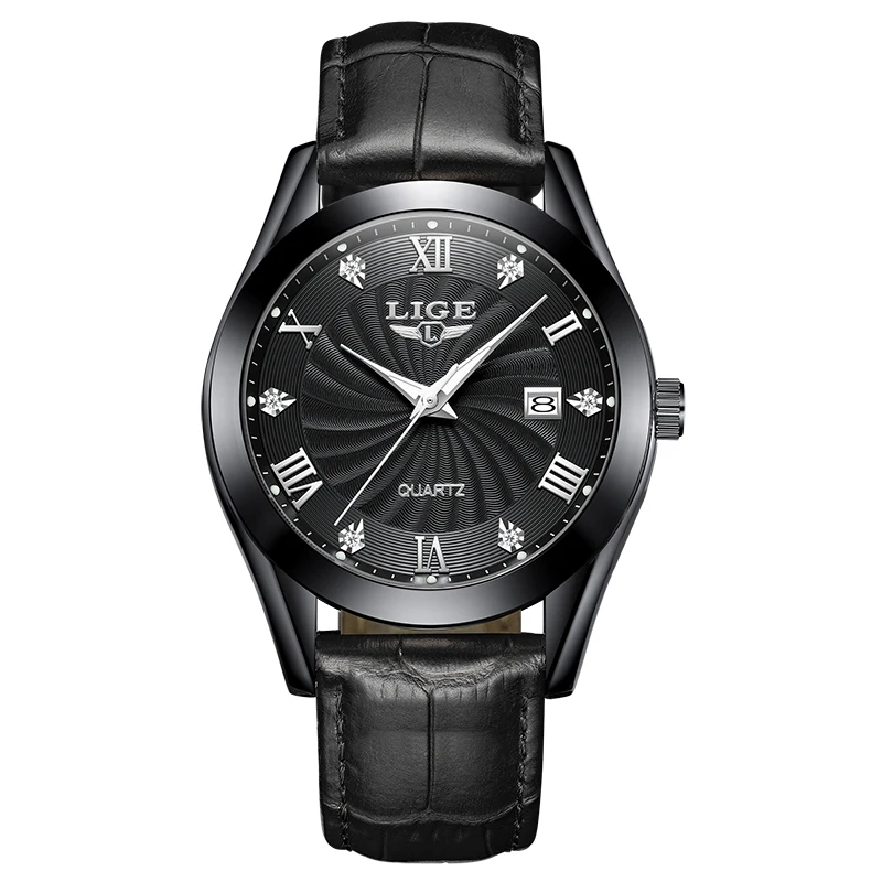 LIGE Luxury Women's Waterproof Leather Strap Fashion Watch