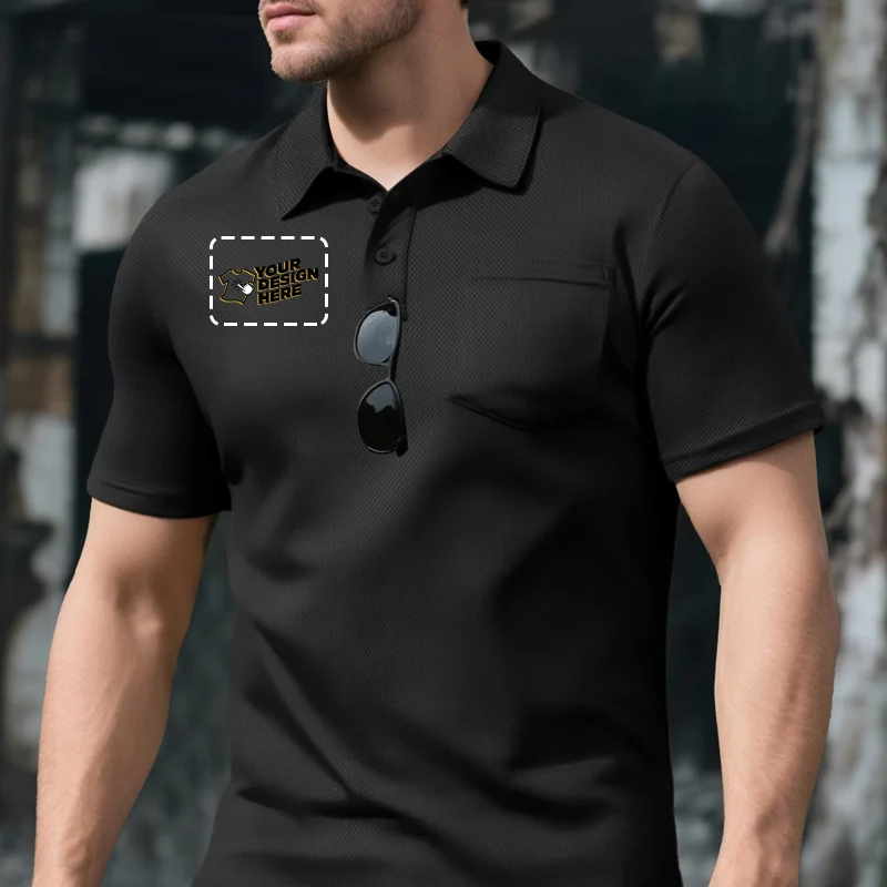 Polo da uomo con risvolto a maniche corte, moda allentata, polo sportiva, casual, tattica, manica corta, logo personalizzato gratuito, tasca POLO - immagine 4