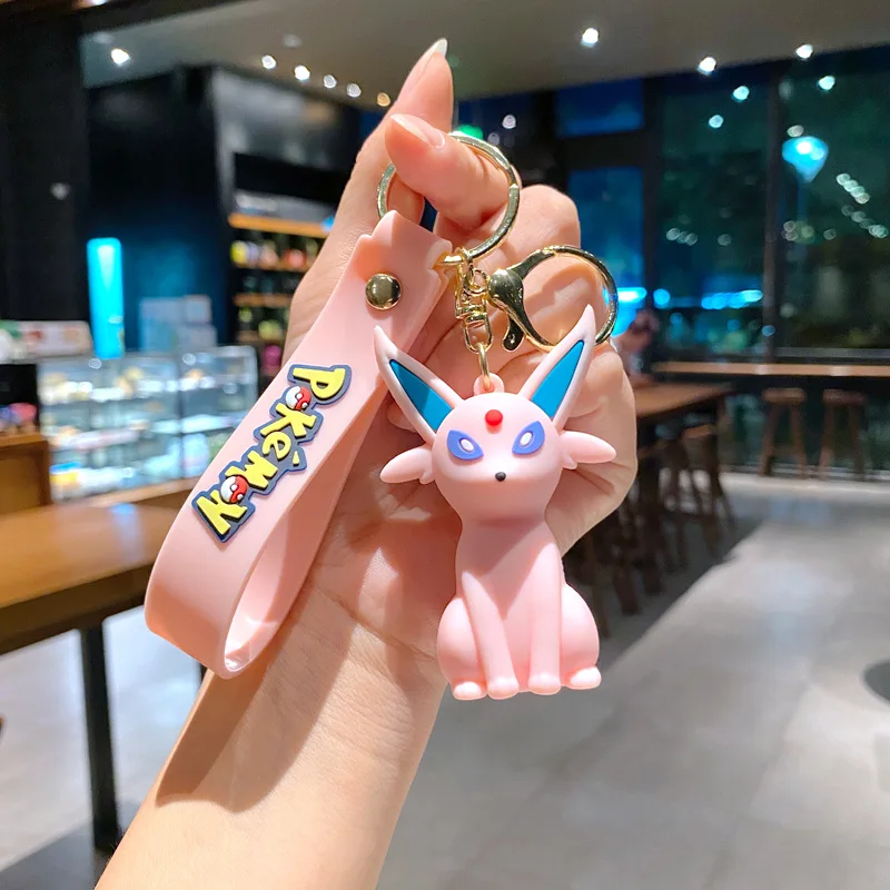 ポケモンイーブイ家族キーホルダー、漫画人形、ランドセル