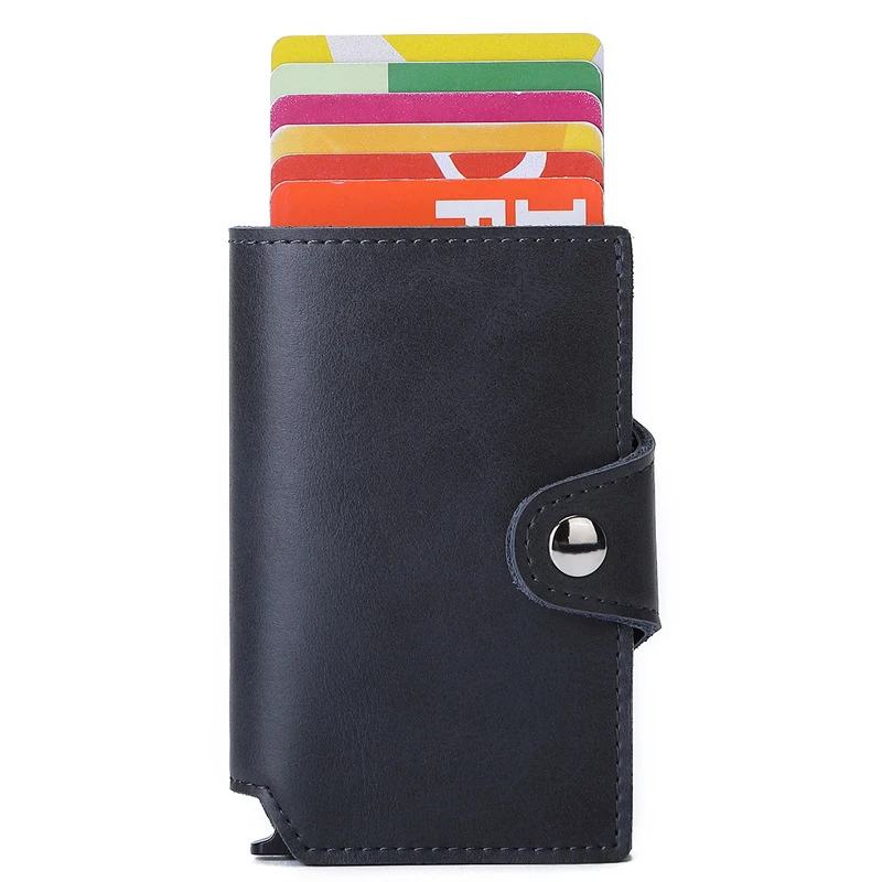 Rfid Genuine Leather Card Holder Men Wallets Money Bags Luxury Slim Thin Smart Minimalist Wallets Male Purse Black Smart Vallet 