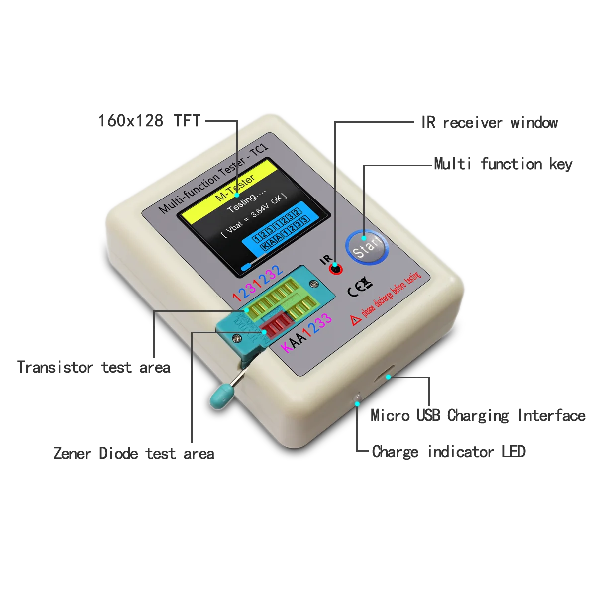 LCR-T7 T1 T4 Multi-meter LCD Display Transistor Tester Diode Triode Capacitor Resistor
