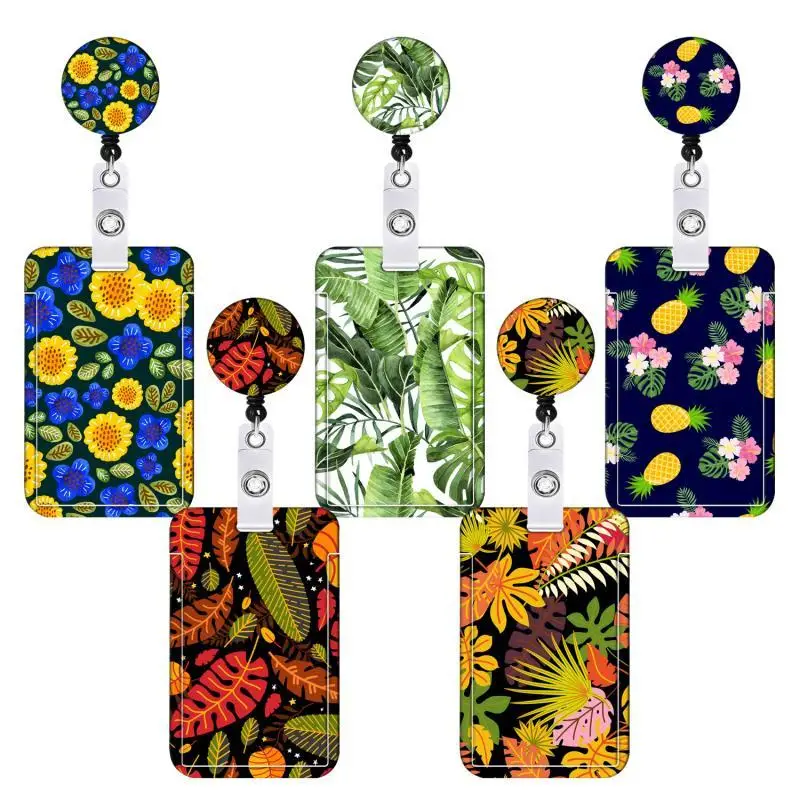 Fashion Printed Name Card Holder Telescopic Keychain Design Photo Sleeve Photocards Protector Case Student Stationery Supplies 20 pcs pearlescent whistle cover sleeve protectors survival covers plastic referee supplies