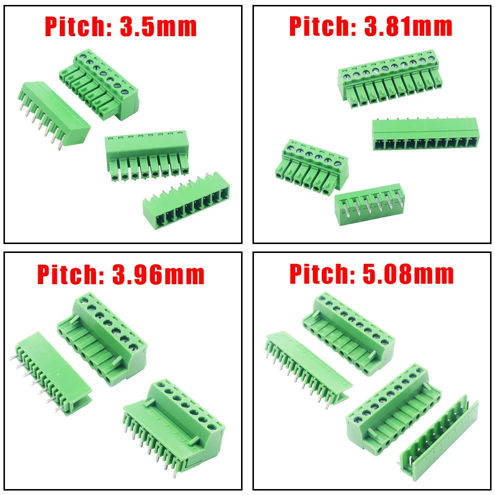 5Pair 15EDG KF2EDG 3.5mm 3.81mm 3.96mm 5.08mm PCB Screw Terminal Block 2-14Pin Male Plug Female Socket Pin Header Wire Connector