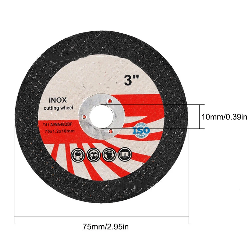 10 Stück 75 mm Harz-Trennscheiben-Set Korund und Zirkonium-Schleifscheiben für Metall und Edelstahl für Winkelschleifer – Detail 1