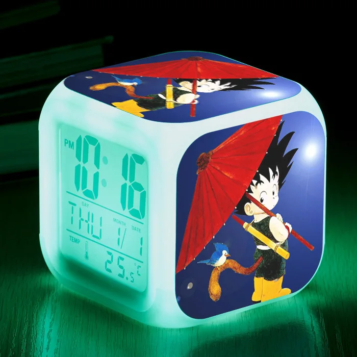 thumbnail image 1 of Reloj despertador Dragon Ball Z Goku, reloj cuadrado con siete colores cambiantes, reloj impreso Digital 3D, despertador para niños y adolescentes, regalo para niños, 1 of 5