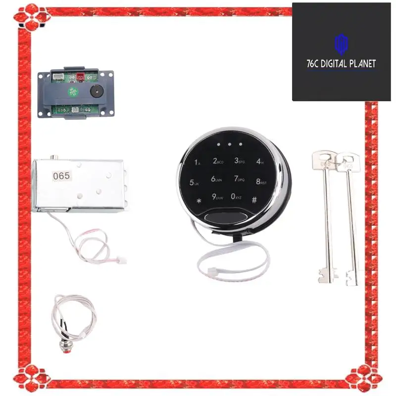 Safe Lock Replacement Electronic Safe Lock Set Touch Pad/Keypad With Solenoid Lock 2 Override Keys