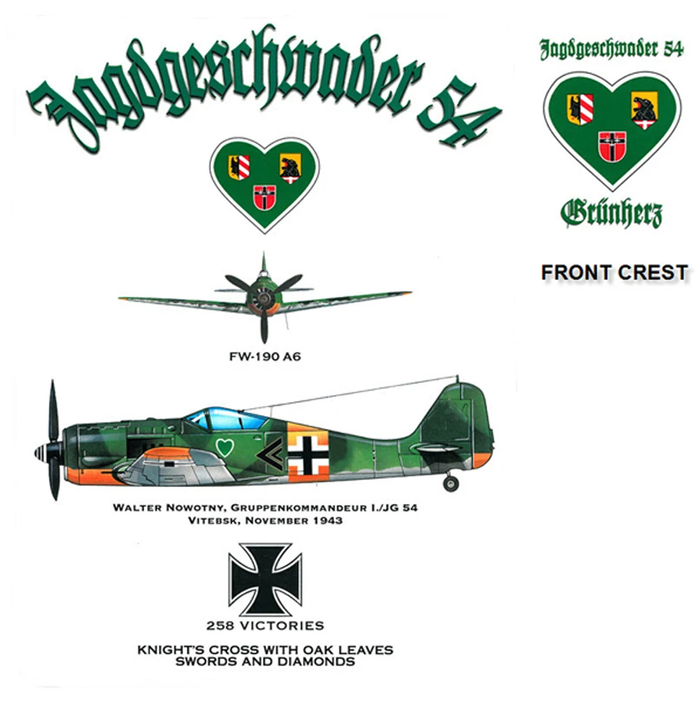 WWII German JG 54 Ace Pilot Walter Nowotny FW-190A-6 Fighter T Shirt. 100% Cotton Casual O-Neck T-shirt Loose Top New Size S-3XL 4