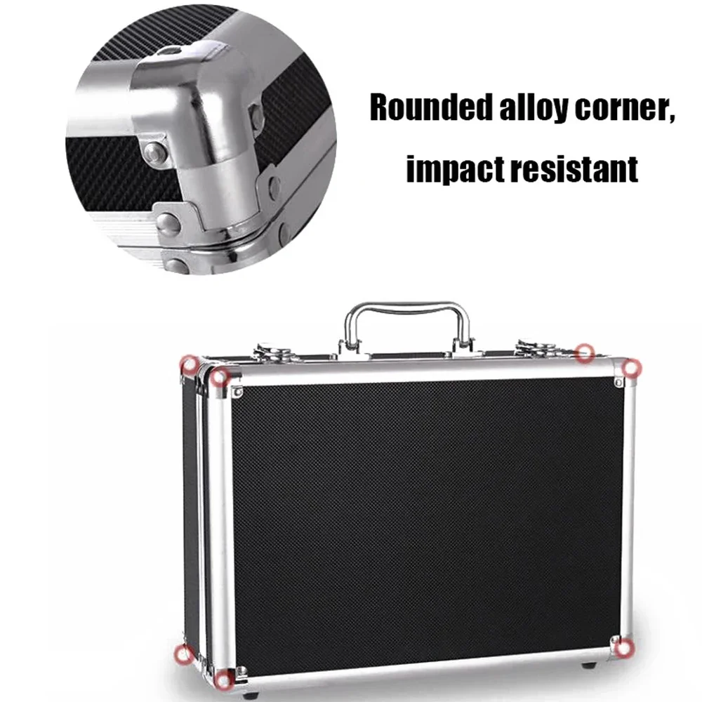 30x17x8cm Aluminum Tool Box Portable Instrument Box Storage Case with Sponge Lining Handheld Impact Resistant Tool Case
