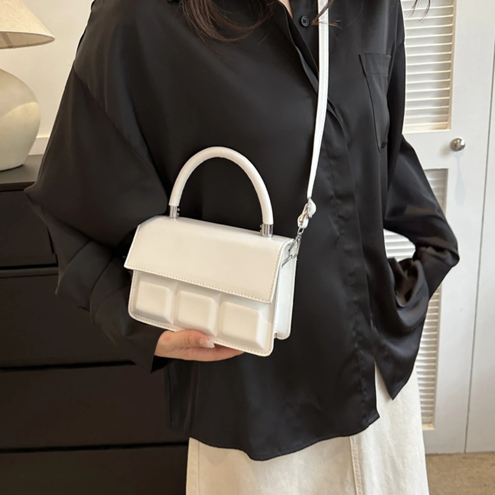 2023 Simple Small Square Bag of Women Fashion Shoulder Crossbody Bags PU leather Handbag Female Solid Color Mobile Phone Purses