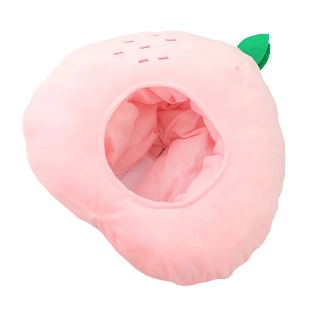 

Cute Plush Hat Pink Peach Hood Cosplay Costume Fruit Cap Funny Plush Headgear Hat
