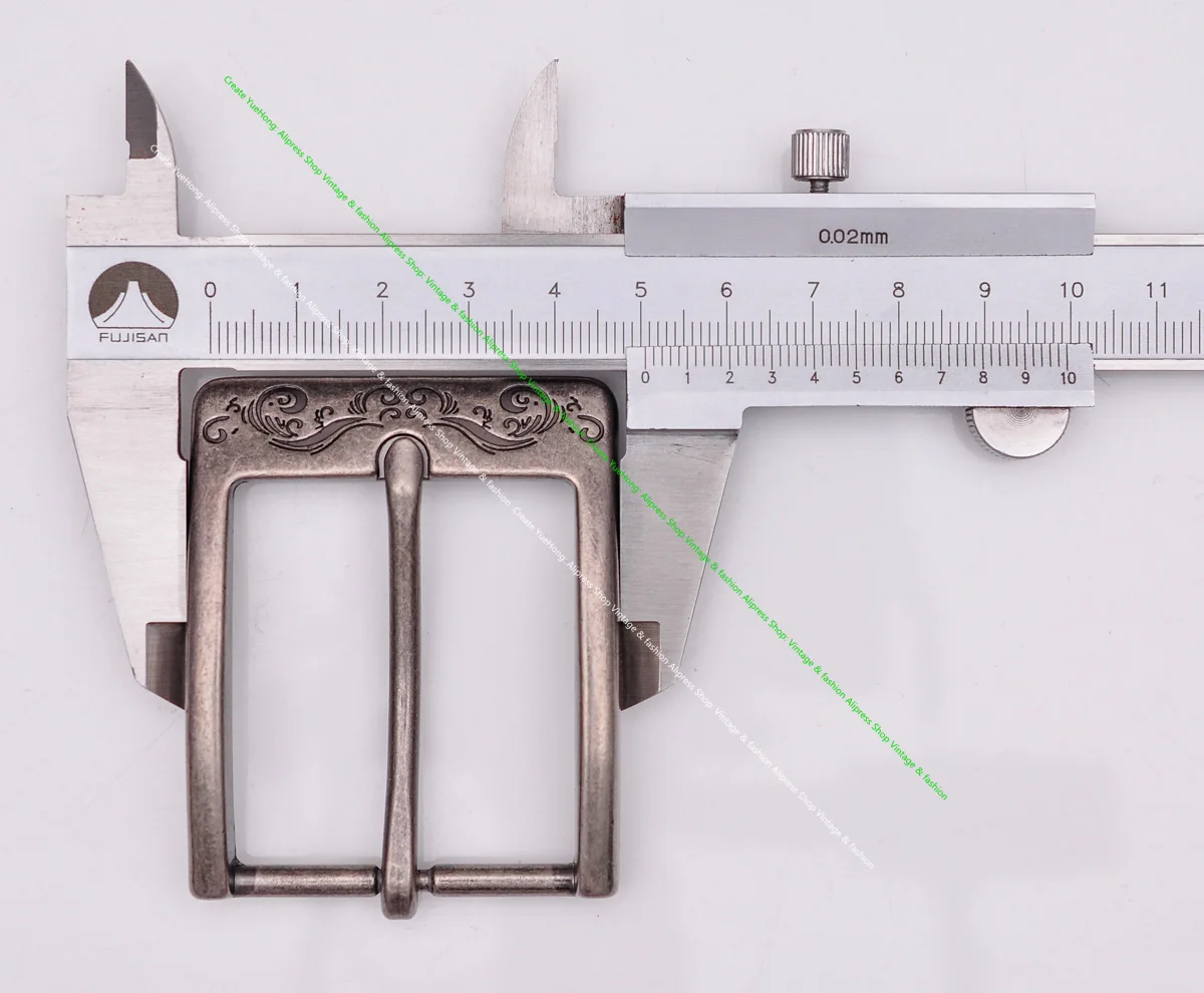 Männer Vintage Messing Blume Gravierte Rechteck Prong Pin Zunge Leathercraft Jeans Leder Gürtel Schnalle Ersatz Innere Größe 40mm – Detail 7