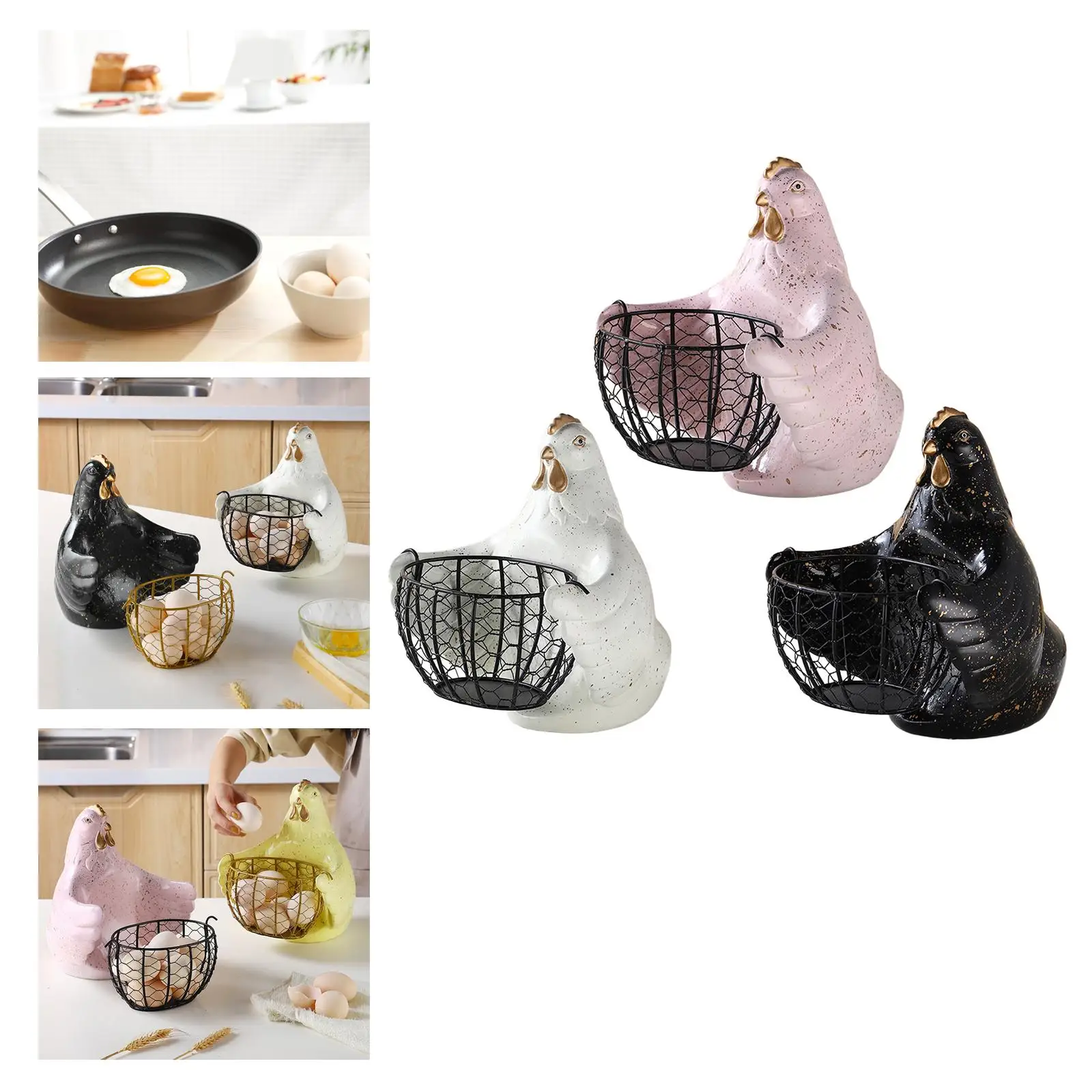 Iron Wire Baskets Hen Ornament Decoration Egg Holder for Farmhouse Desktop