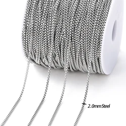 Gold - Tone Stainless Steel Beaded Chain with Lip Accents - 2 Meters for Jewelry and DIY Accessories (S7 Steel 2mm)