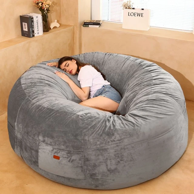 7Ft Big No Fillers Indoor Large Lazy Sofa Lounger Bean Bags Bed Couch Cover  Giant Bean Bag Sofa Chair for Adult Kids No Filling - AliExpress
