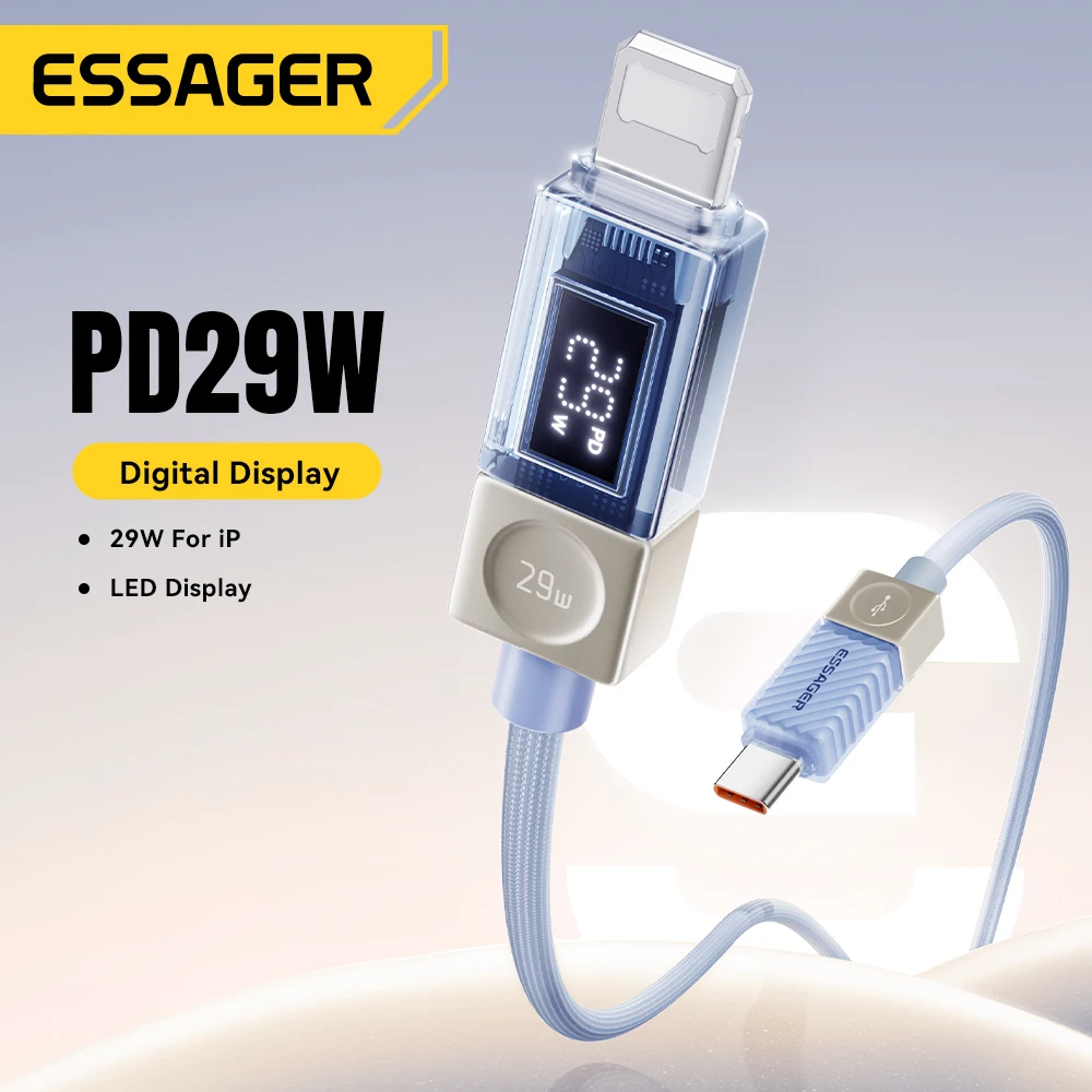 Essager USB C Cable For iPhone 14 13 12 11 Pro Max Xs Digital Display Wire PD 29W Fast Charging Type C To Lighting Data Cord